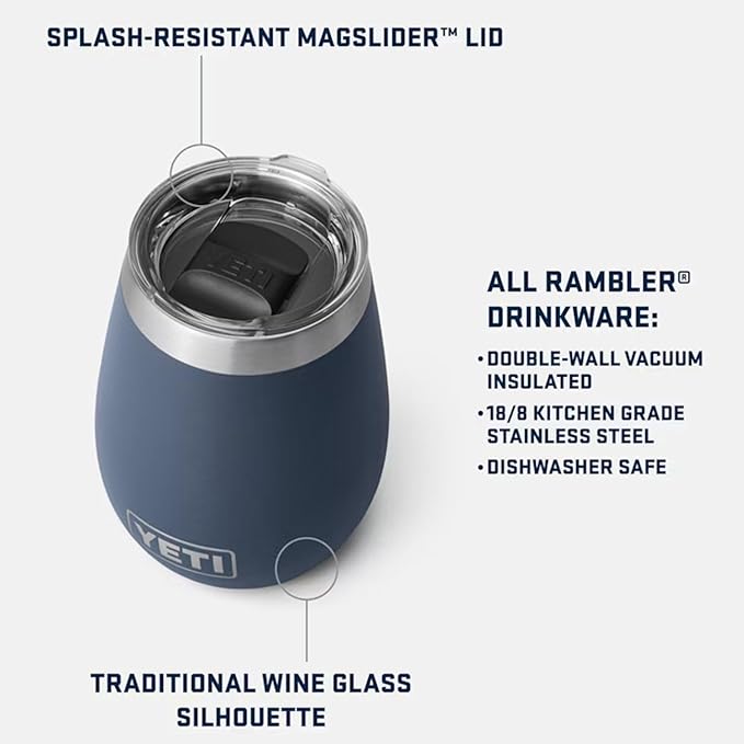 YETI Rambler 10 oz Wine Tumbler, Vacuum Insulated, Stainless Steel with MagSlider Lid, Black Forest Green