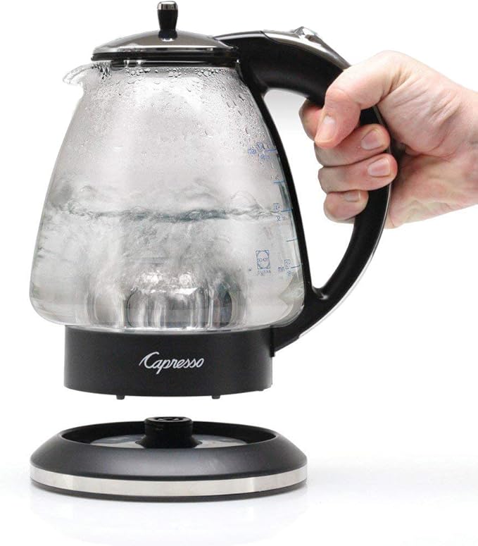 Capresso H2O Glass Rapid-Boil Kettle (48 oz, Black/Polished Chrome)