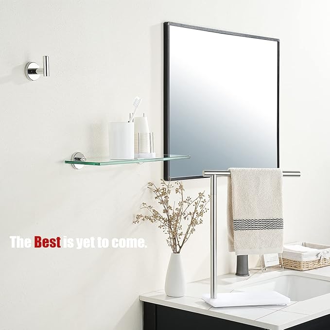 JQK Bathroom Glass Shelf Chrome, Tempered Glass Shower Storage 16 by 5 inches, 304 Stainless Steel Polished Chrome Wall Mount 2 Pack, TGS101L16-CH-P2