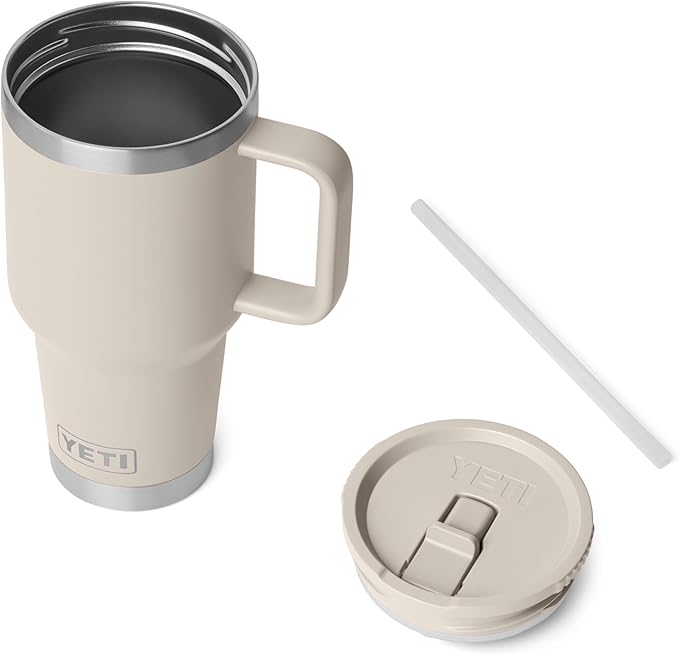 YETI Rambler 30 oz Travel Mug with Flip Straw Lid – Stainless Steel, Vacuum Insulated, Leakproof, Cup Holder Friendly