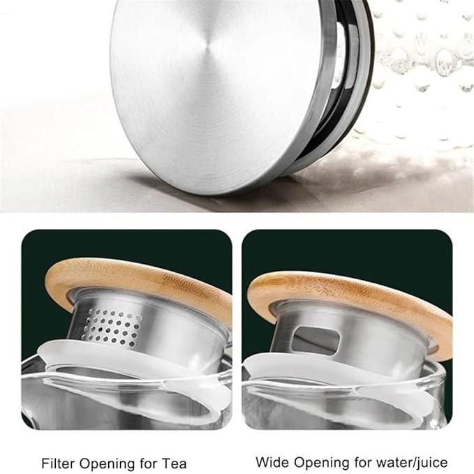 GLigeT Iced Tea Pitcher Glass Water Pitcher with Filter Lid and Pouring Spout Heat Resistant Glass Carafe for Hot Cold Beverages Homemade Ice Tea Bottle Water Jug(1.8L)
