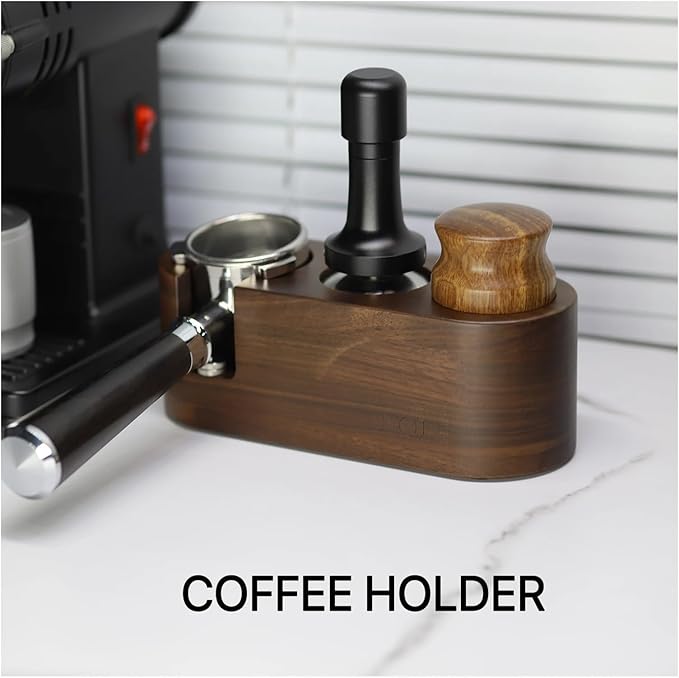 Walnut Wood Coffee Filter Holder, Espresso Tamper Mat Stand, Coffee Maker Support Base Rack, Barista Accessories(Left)