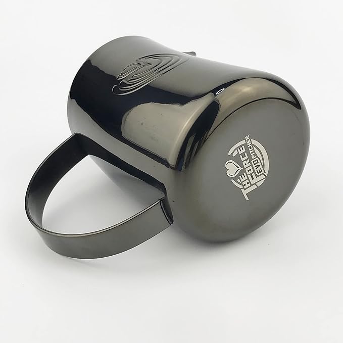 Barista Swag Curved Body Coffee Milk Frothing Cup for Espresso Machines Latte Art 500ml Steaming Pitchers (Mirror Black)