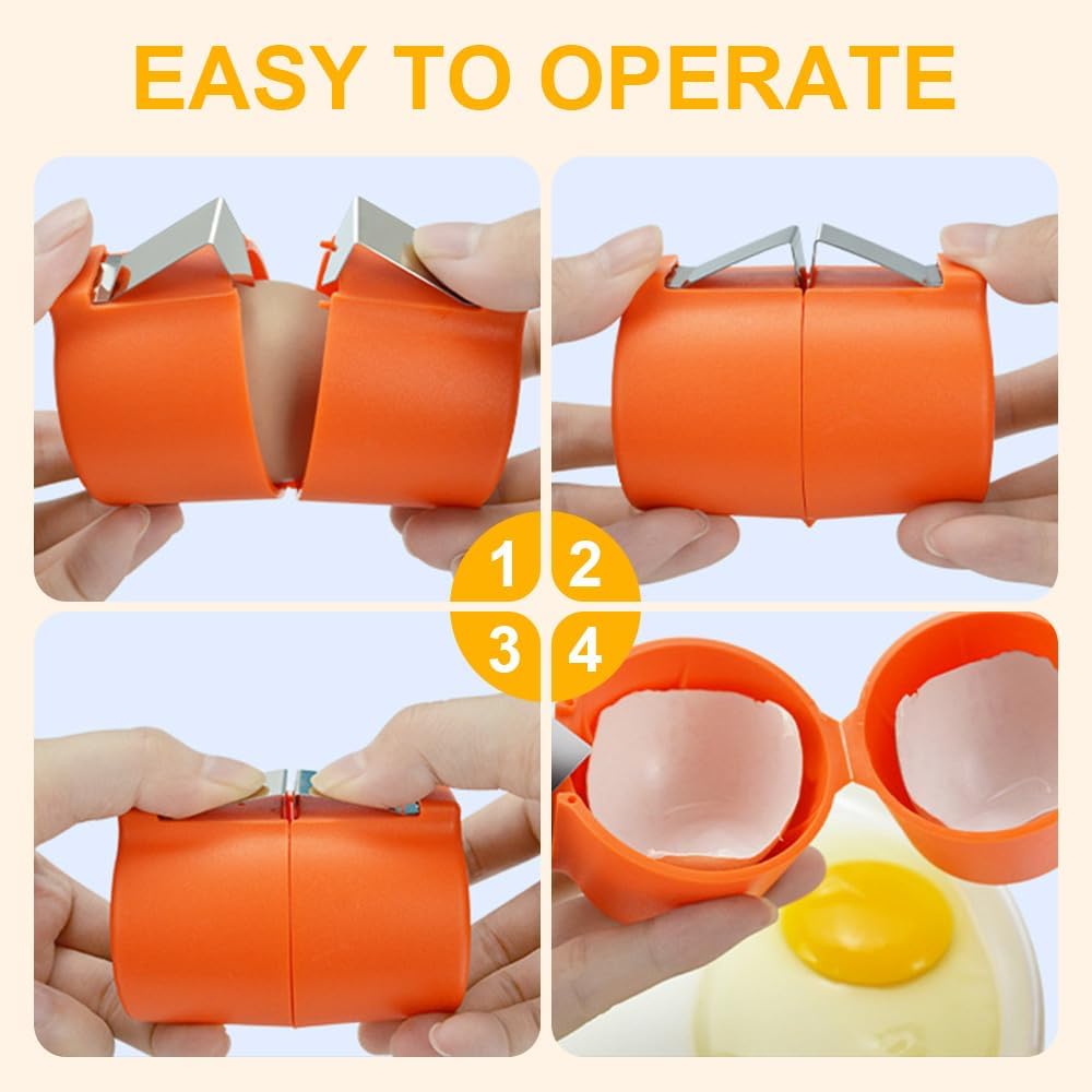 Stainless Steel Egg Shell Opener, 2025 New Egg Shell Cutter Egg Shell Separator for Raw Eggs Gadgets, Multifunctional Egg Cutter Egg Cracker Separator for Home Kitchen (Pink)