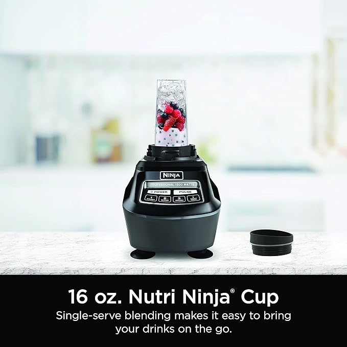 Ninja Kitchen System | All-in-One Food Processor & Blender for Smoothies | Includes Pitcher, Travel Cup, & 8-Cup Bowl | Makes Salsa, Dough, Shakes, & Frozen Drinks | 120 Volts | Black | BL770AMZ