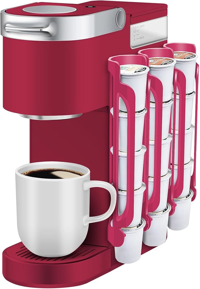 K Cup Holder for Keurig: Coffee Pod Holder for Counter Small Space - Kcup holders for Wall Mount (3, Rose Red)