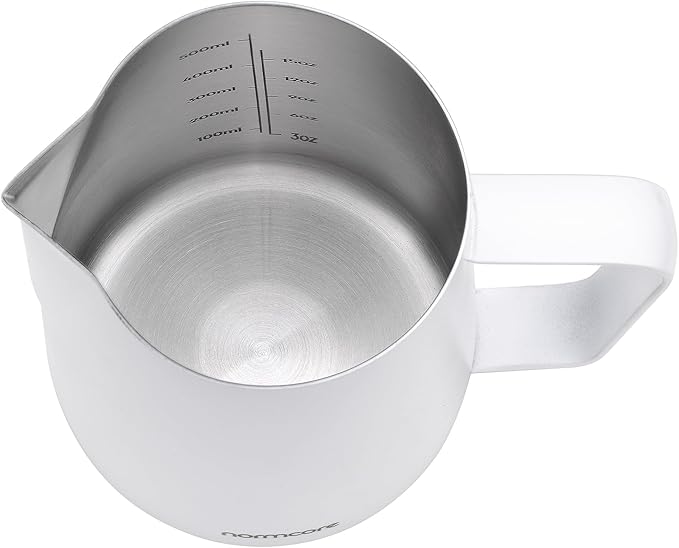 Normcore Milk Pitcher with Sharp Spout - Espresso Steaming Pitcher - Milk Frothing Jug - Espresso Barista Tool - Non-stick coating White - 20.3 oz (600 ml) (Pack of 3)