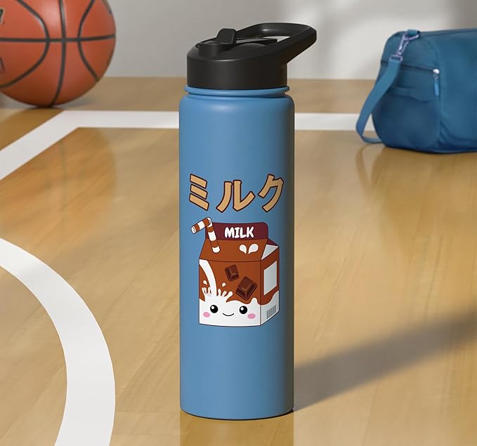 Cute Kawaii Chocolate Milk Japanese Anime Otaku Milkshake Stainless Steel Insulated Water Bottle