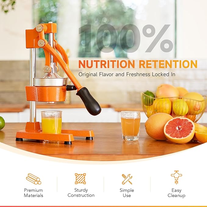 CO-Z Hand Press Juicer Machine, Manual Orange Juicer and Professional Citrus Juicer for Orange Juice Pom Lime Lemon Juice, Commercial Lemon Squeezer, Easy to Clean, Orange