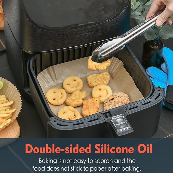Silicone Oven Gloves with Square Air Fryer Liners - Non-Stick Heat Resistant Kitchen Accessories