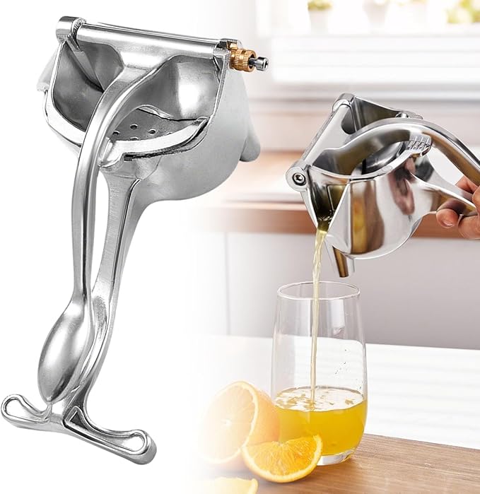 Heavy Duty Manual Fruit Juicer Press, Upgraded Fruit Juice Squeezer Handheld Aluminum Alloy, Non-Slip Ergonomic Grip, Easy to Use & Clean, Efficient Extraction of Citrus, and Other Fruits (1)