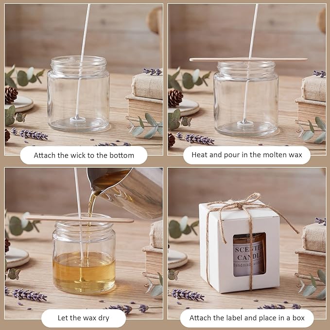 MTLEE 20 Pack 4oz Glass Candle Jars with Lids Round Empty Candle Container with Candles Making Kits Labels Gift Box Empty Canning Jars for Food Storage Spice Liquid
