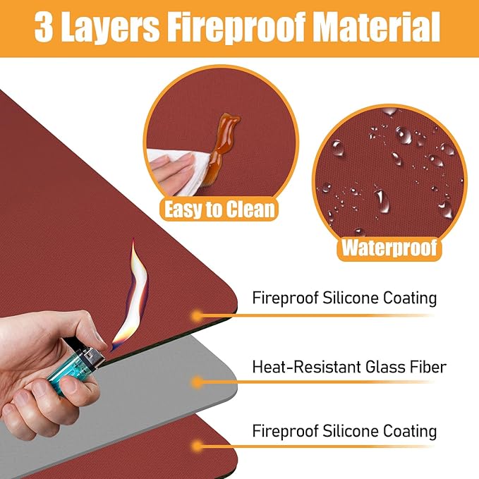 Heat Resistant Mat for Air Fryer,Deep Fryer,Oven,16x20in Hot Pads for Kitchen Counter Heat Protector,Under Coffee Maker Mats for Quartz Countertop Protector,Deep Fryer Coffee Machine Accessories (Red)