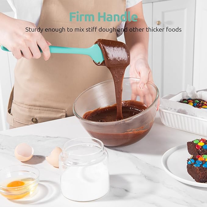 U-Taste 18/8 Stainless Steel Measuring Cups and Spoons (Set of 10, Multicolor), and 18/8 Stainless Steel 600ºF Heat Resistant 11.38in Flexible Non-Stick Spatula & Spoon Spatula (Aqua Sky)