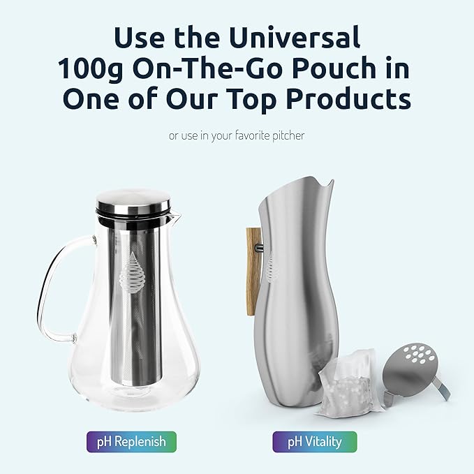 Invigorated Water pH Vitality Alkaline Water Filter Pitcher for Drinking Water Stainless Steel - Water Pitcher with Filter for Tap Water, High pH Filtered Purifier with Alkaline Filter - 1.9L (Silver)