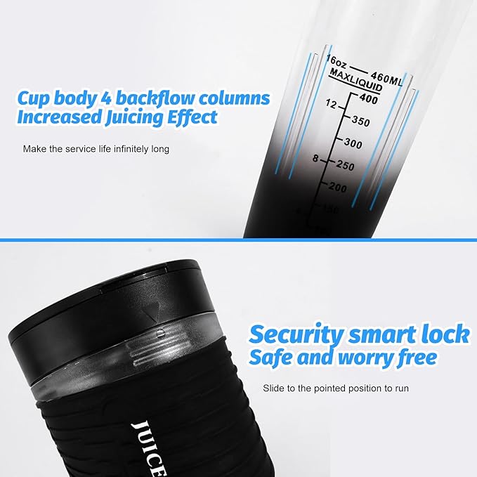 Portable Blender 460ml for Shakes Smoothie Juice, for Travel Gym Office, 4000mAh Type-C Rechargeable Personal Blender with 6 Sharp Blades Powerful 22000r/m Water Bottle Cup (White)