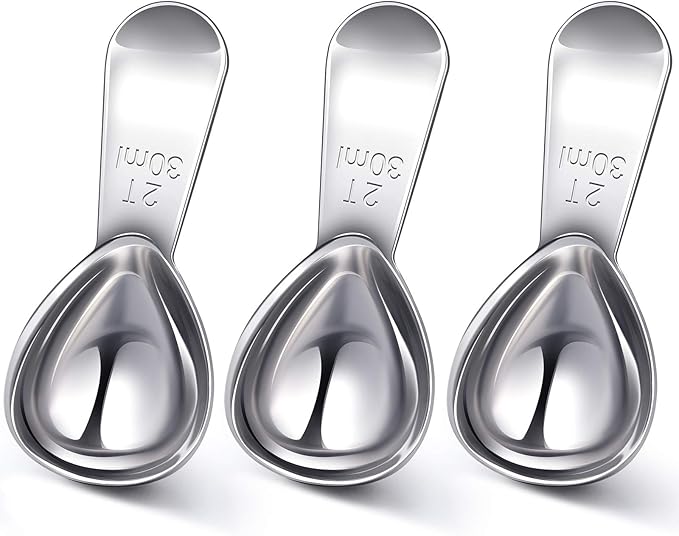 Patelai 3 Pieces Coffee Scoop Tablespoon Measuring Spoons Stainless Steel Coffee Scoops Short Handle Tablespoon for Tea Sugar Kitchen Gifts(30 ml,Silver)