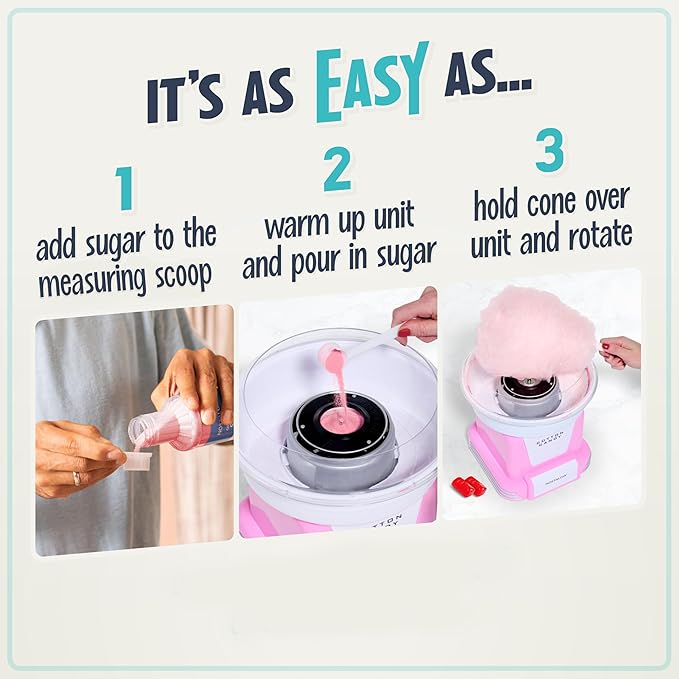 Nostalgia Cotton Candy Flossing Sugar (3-Pack), Grape, Pink Bubble Gum, Orange - Three 16-oz Bottles of Cotton Candy Sugar Mix - 96 Small to Medium Cone Servings