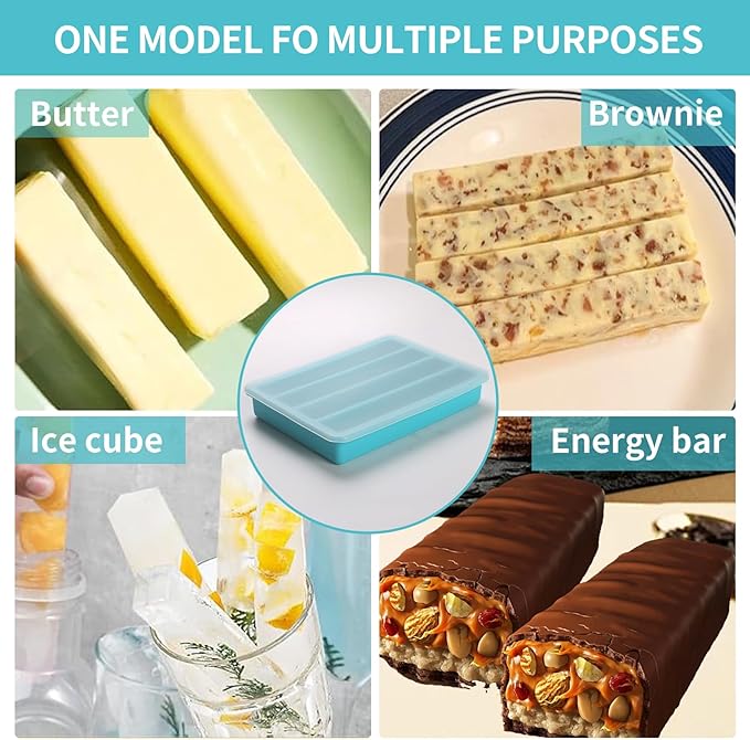 Water Bottle Ice Mold Tray - Silicone Creates 16 Frozen Sticks for Sports, Soda, & Bottled Beverages,Easy to Remove Ice,Reusable Maker with Lid for Stacking (Blue 4 Pack)