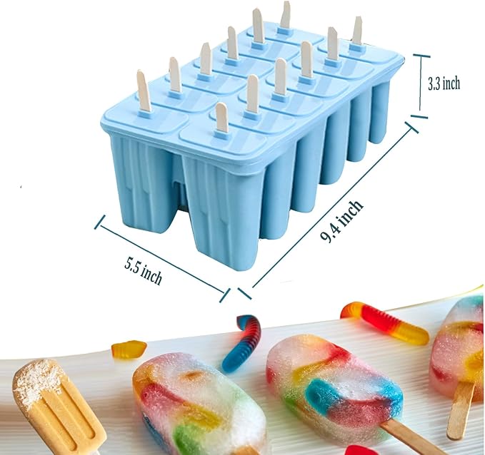 6 pcs Popsicles Molds with Brush and 6 pcs Popsicle Ice Cream Molds with 50 Sticks