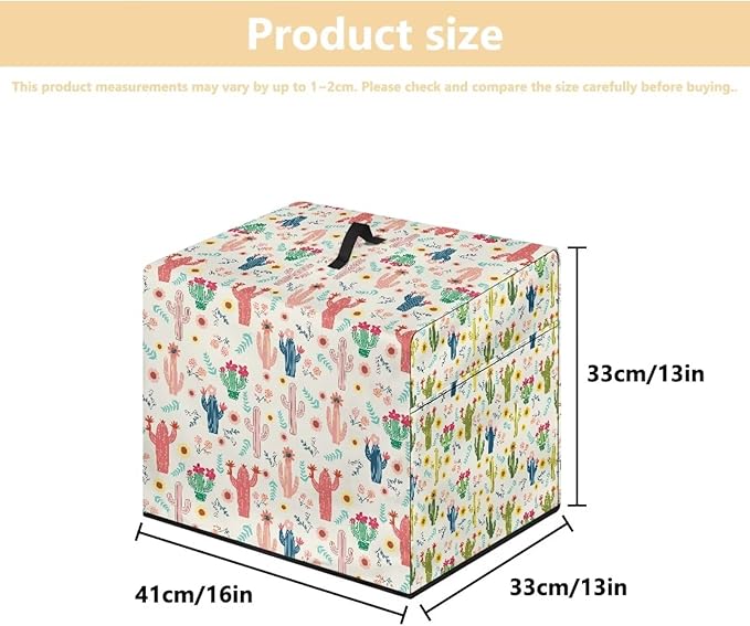 Colorful Cactus Flower Print Meat Slicer Cover for Kitchen 16 x 13 x 13 Inch Dust-proof Appliance Covers for Home Decor Bread Slicer Covers with Organizer Bag Easy to Clean Accessories