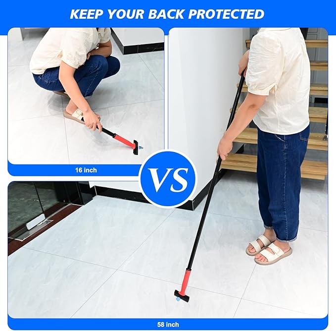 EHDIS Long Handle 4 Inch Razor Blade Scraper Tool Adjustable 16‘’-58‘’ Tile Paint Floor Scraper for Wood,Window Glass Wallpaper Remover,Painting Stripping, Adhesive Removal