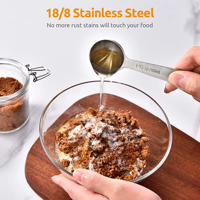 U-Taste 18/8 Stainless Steel Measuring Spoons Set for Dry and Liquid Ingredients(Set of 6), aU-Taste 18/8 Stainlessnd Upgraded Measuring Cups and Spoons Set of 10 with Reinforced Welded Handle (Color)