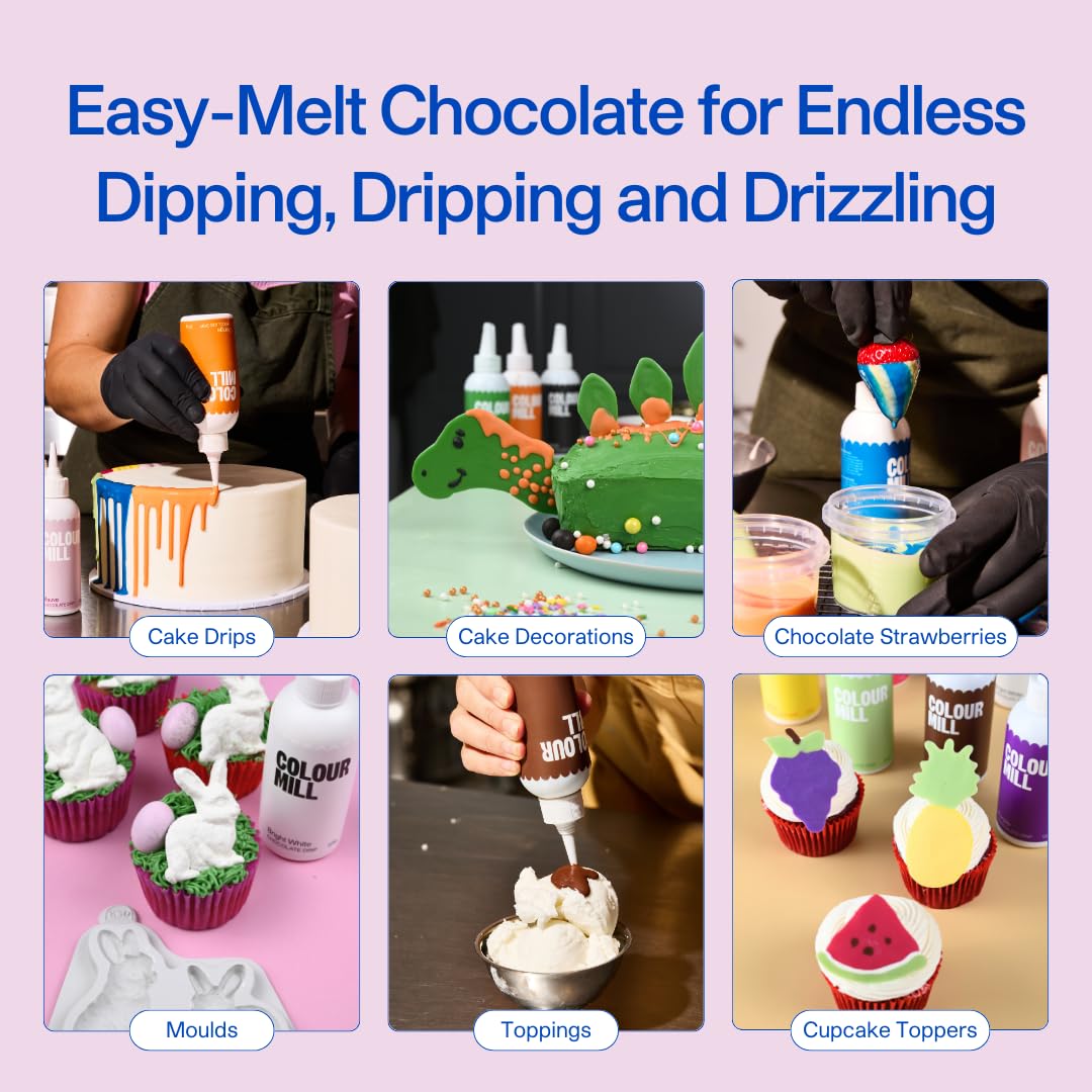 Colour Mill Chocolate Drip Easy-Melt Drizzle for Desserts, 125 Grams Yellow