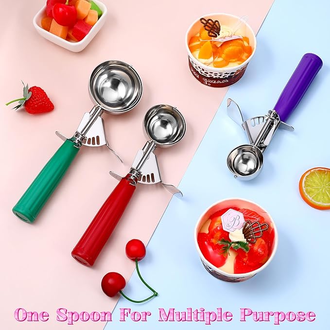 Yuanchu 6 Pcs Ice Cream Scoops, Cookie Scoops for Baking Stainless Steel Ice Cream Scoop Cookie Dough Scoop Scooper 1.57" to 2.76" Portion Scooper Cupcake Food Batter Meatball (0.8-3.7oz)