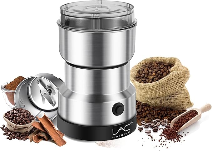 Coffee Grinder Electric & Spice Grinder, 150W Fast Grinding with Stainless Steel Blades | for Coffee Beans, Spices, Seeds, Herbs | Dry Food Mill | Mini Kitchen Grinder (Handheld)