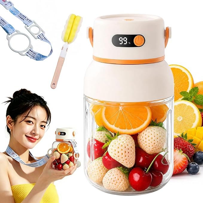 Portable Electric Juicer Cup with Zero Cord Hassle, USB-C Rechargeable Electric Blender with 18000 RPM Motor, Portable Wireless Juicer Cup for Home, Gym, Office and Outdoor (800ml 1pc)