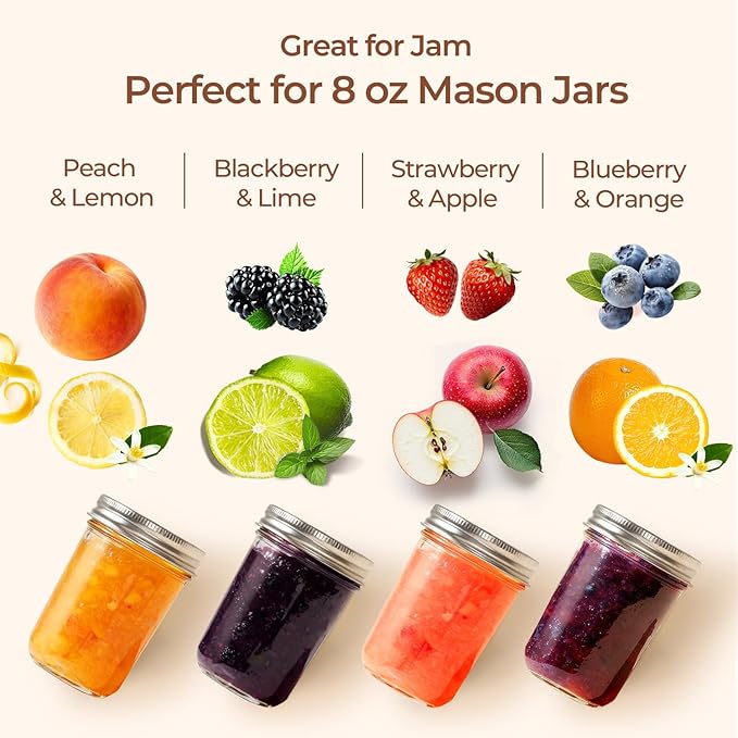 ComSaf Small Mason Jars 8 oz 6Pcs, Half Pint Regular Mouth Mason Jar with Lids and Seal Bands, Glass Canning Jars for Jam, Jelly, Spice, Meal Prep, Honey, Shower Wedding Favors, DIY Candles Decor