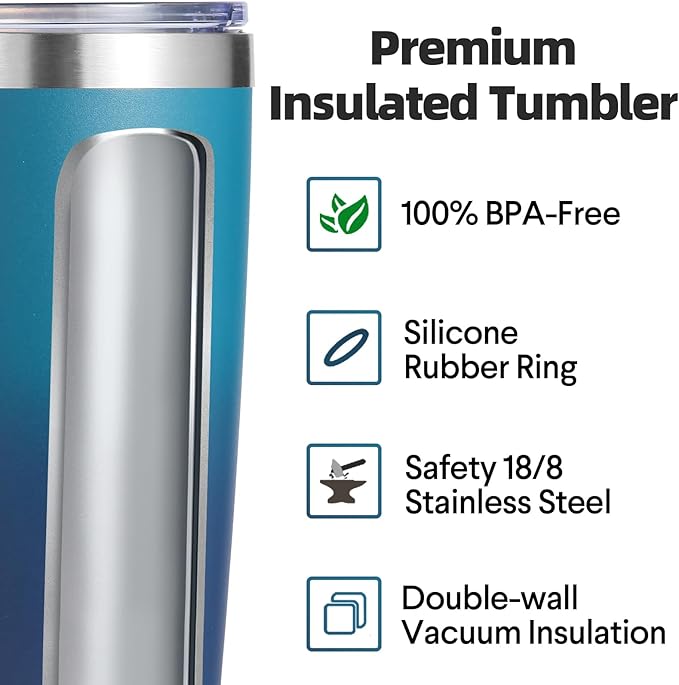 Volhoply 20oz Stainless Steel Tumbler with Lid and Straw Bulk 8 Pack,Double Wall Insulated Travel Iced Coffee Mug Fits Cup holder,Powder Coated Cups for Cold Drinks,Christmas Gifts（Dark Night,8 Set）