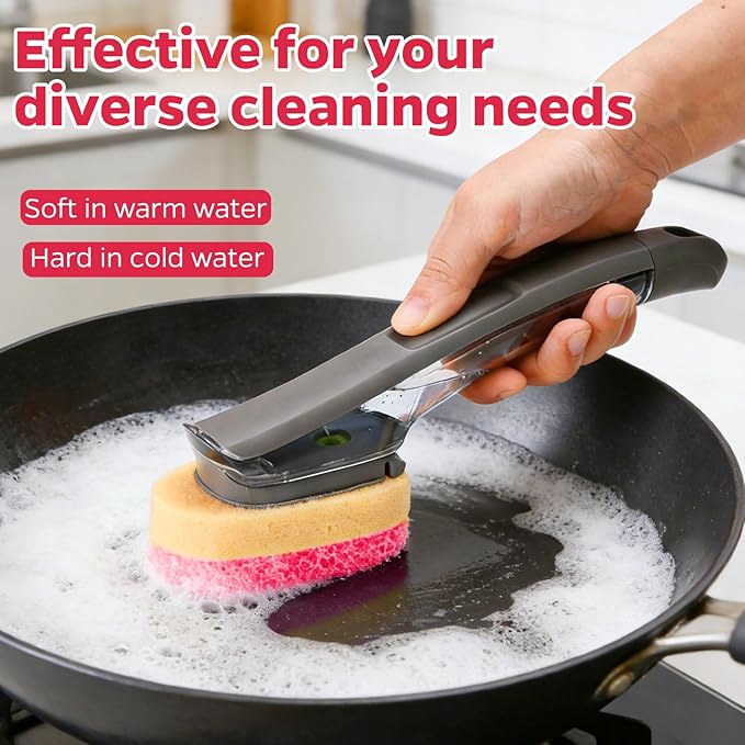 Sponge Dishwand Brush Refills for Scotch-Brite Dishwand - 10 Pack Dish Soap Non-Scratch Brush Refills for Nonstick Pots and Pans, Glass & Tubs (Pink)