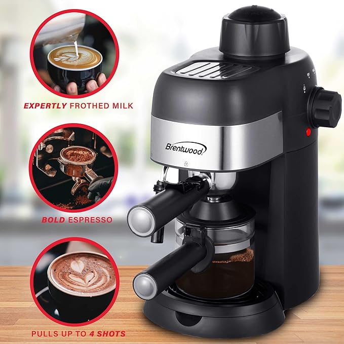 Brentwood GA-134BK GA-134BK 800-Watt Espresso and Cappuccino Maker, Black