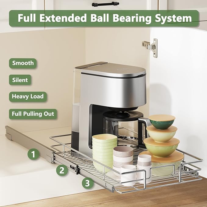 LOVMOR Pull Out Cabinet Organizer 20"W x 21"D, Kitchen Cabinet Pull Out Shelves Slide Out Storage