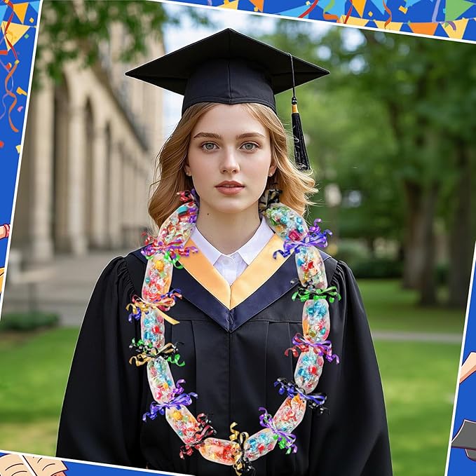 Jansun Graduation Lei Making Kit, 1 roll Candy Lei Tubing and 6 Ribbons, DIY Leis for Graduation Lei Accessories Handcrafts Party Supplies