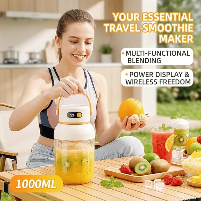 Portable Electric Juicer Cup with Zero Cord Hassle, USB-C Rechargeable Electric Blender with 18000 RPM Motor, Portable Wireless Juicer Cup for Home, Gym, Office and Outdoor (800ml 1pc)