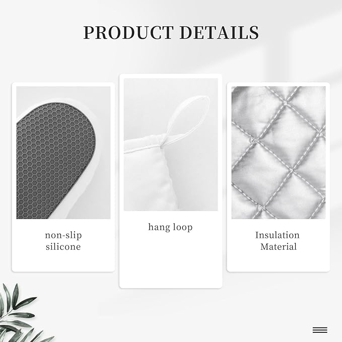 Wildflowers Herbs and Leaves Oven Mitts and Pot Holders Sets Silicone Beige Floral Kitchen Oven Mitts Hot Pads Heat Resistant Potholders Kitchen Mitts Set for Baking BBQ Cooking