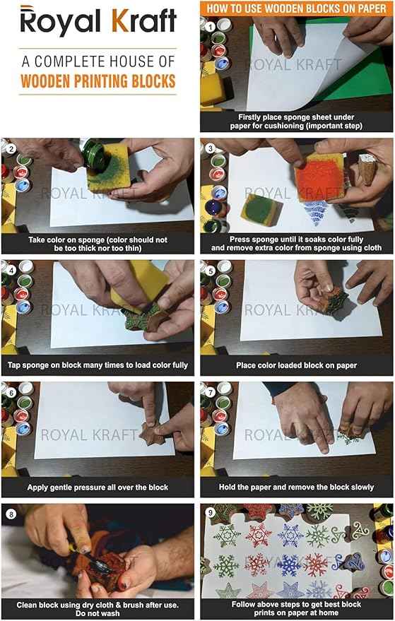 Royal Kraft Assorted Wooden Block Printing Stamps (Set of 25) Bulk01_25B