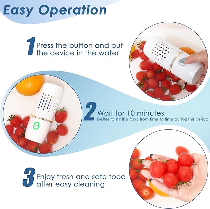Cudinham Fruit and Vegetable Purifier Cleaner Washing Machine Capsule Shape Disinfection OH-ion Purification Technology for Cleaning Veggie Grains Rice Meat Seafood, White