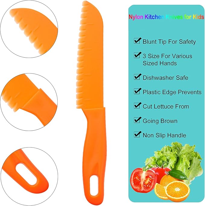 6 Pieces Plastic Fruit Knife: Food-Grade, Kid Kitchen Knife Set Safe | Children's Safe Cooking Knives Perfect for Fruits, Cake, Vegetables & Daily Kitchen Use