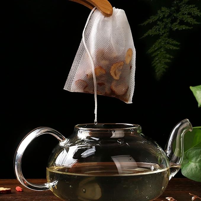 200 Pcs Disposable Tea Bags for Loose Leaf Tea, Empty Tea Bags for Loose Tea with Drawstring, Natural Tea Filter Bags