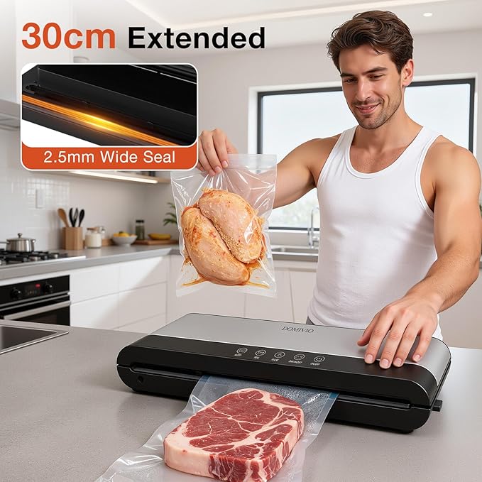 Vacuum Sealer Machine for Food, 5-in-1 Food Saver with Built-In Cutter & 20 BPA-Free Bags – Dry & Moist Modes, Compact Easy-to-Use Vacuum Sealer for Meal Prep (SJ2085)