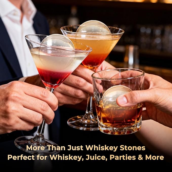 Mooues Clear Ice Cube Maker, 8 Large Whiskey Ice Cubes Mold, 2 Inch Silicone Ice Cube Tray, Easy-Release Sphere Ice Maker,Bourbon Gifts for Boss Dad Boyfriend Men Who Have Everything