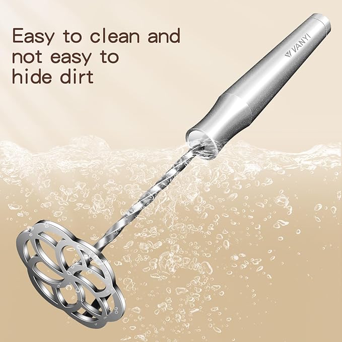 Potato Masher Stainless Steel, Hand Smasher Kitchen Tool For Potatoes, Sweet Potatoes, Avocado, Beans, Dishwasher Safe, Small