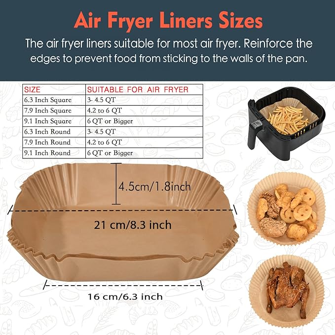 Silicone Oven Gloves with Square Air Fryer Liners - Non-Stick Heat Resistant Kitchen Accessories