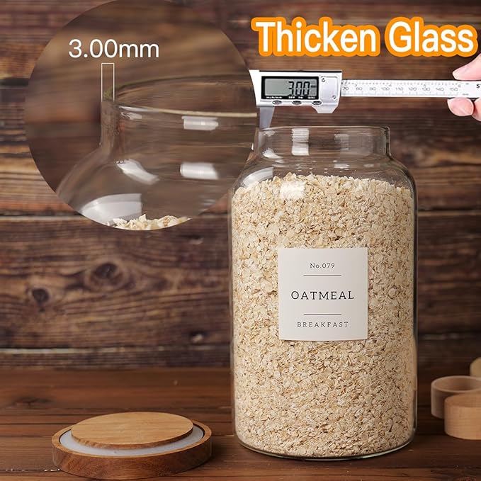 CZSZYGHBAO 2 PCS Large Glass Jar with Airtight Lid, Glass Food Storage Jars for Tea,Spice,Cereal, Egg,Flour,Coffee and More(98 FL OZ/2800 ml)