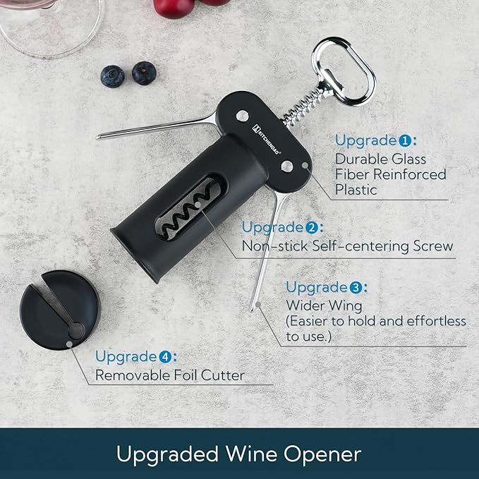 KITCHENDAO Wine Saver Pump with Sound Indicator and 3 in 1 Wing Corkscrew Wine Bottle Opener