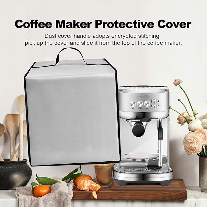 Dust Cover for Plus Espresso Machine BES500BSS Stainless Steel Dust Covers for De'Longhi Stilosa Manual Espresso Machine EC260BK Heavy Duty Waterproof Protective Cover Case (Silver)